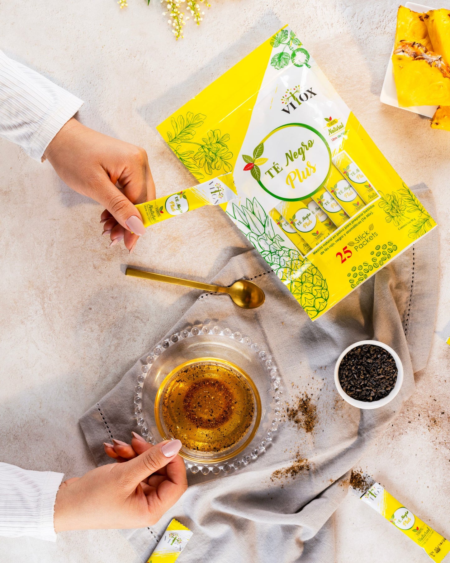 Té Negro Plus VITOX | 25 Stick Packets | Energía