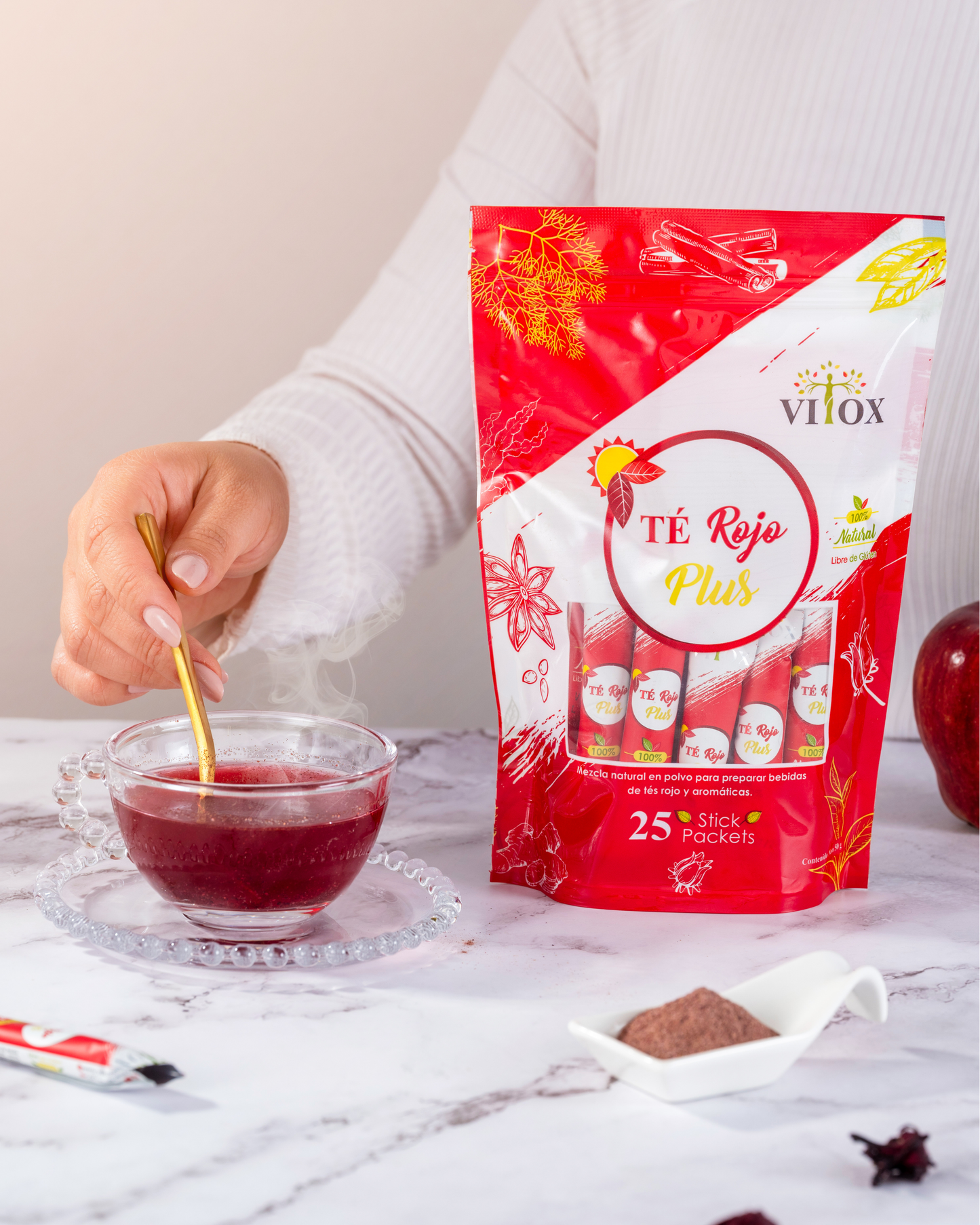 Té Rojo Plus VITOX | 25 Stick Packets | Metabolismo y Desinflamación