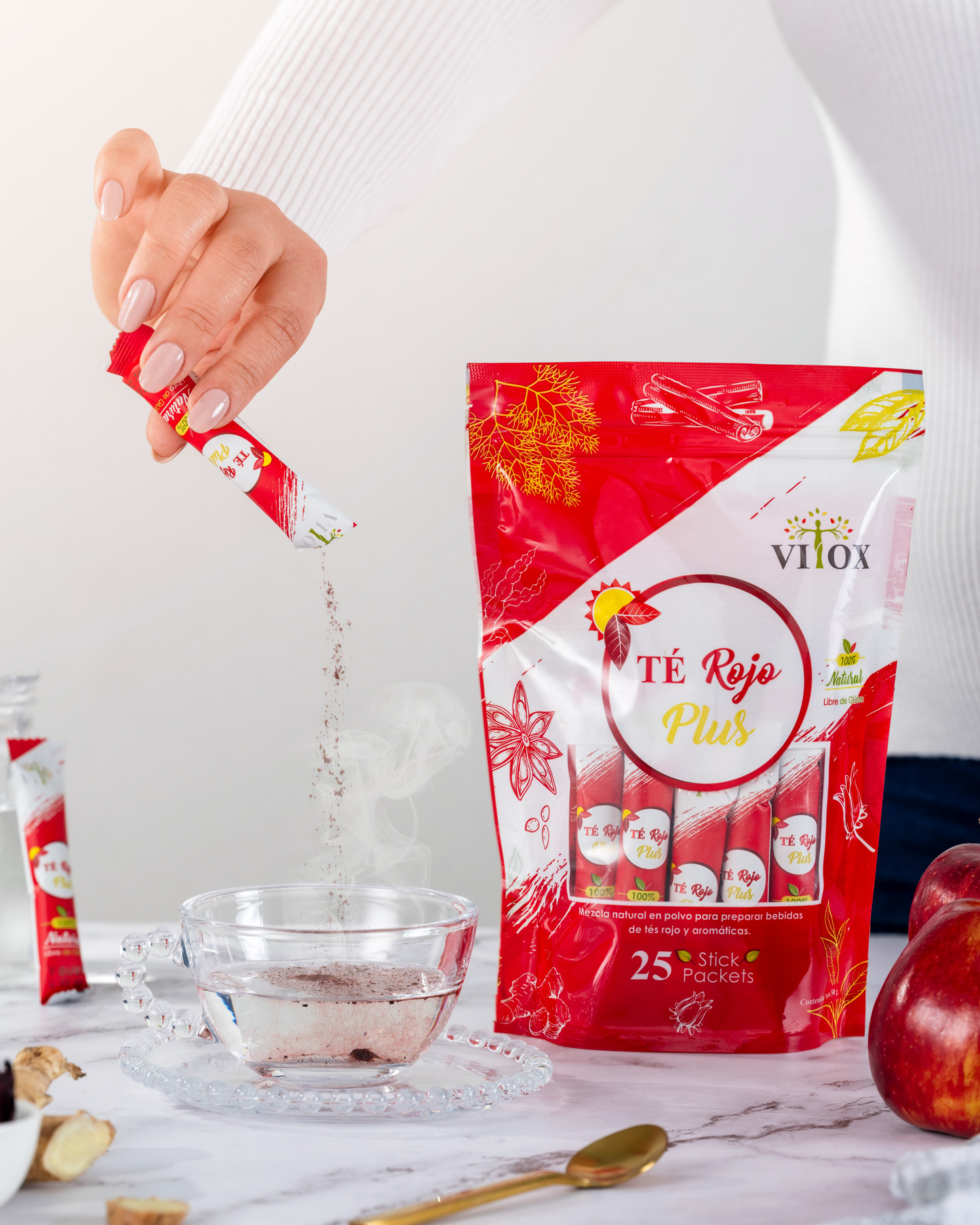 Té Rojo Plus VITOX | 25 Stick Packets | Metabolismo y Desinflamación
